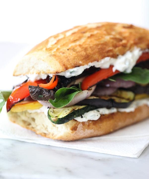 Grilled Vegetable Sandwich with Herbed Ricotta Punchfork