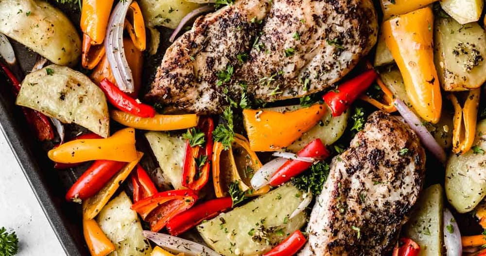 Sheet Pan Italian Chicken with Potatoes and Peppers Punchfork