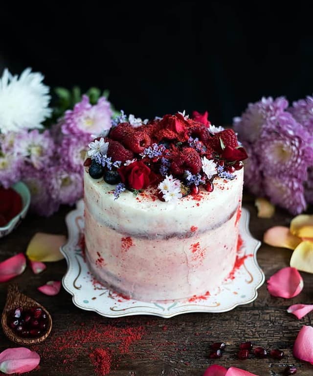 Red Velvet Layer Cake with Vanilla and Strawberry Frosting Punchfork