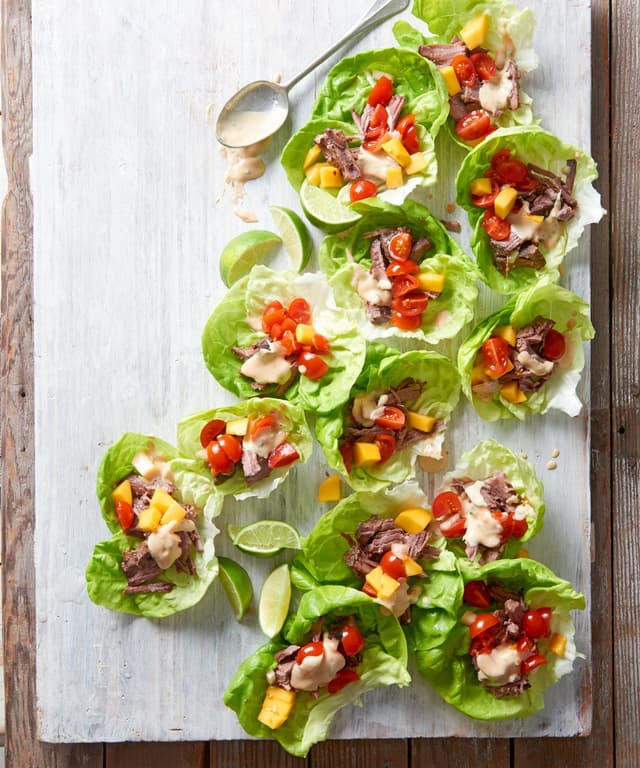 Beef Lettuce Wraps with MisoYogurt Sauce Punchfork