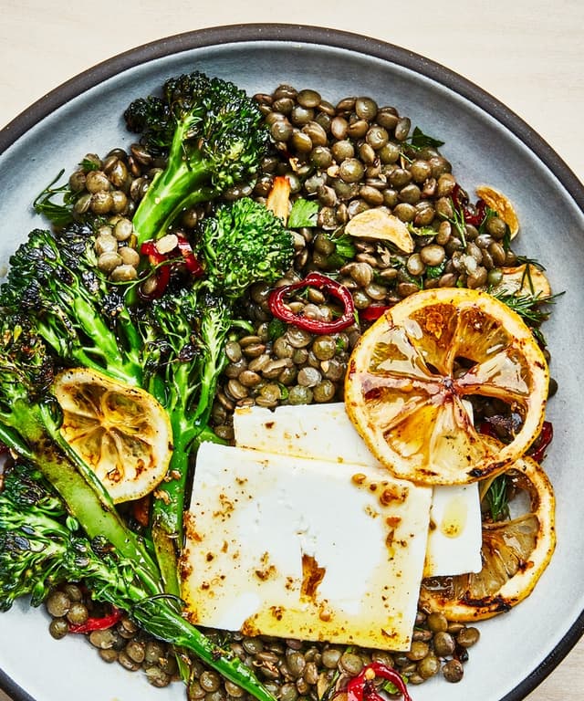 Marinated Lentils with Lemony Broccolini and Feta Punchfork