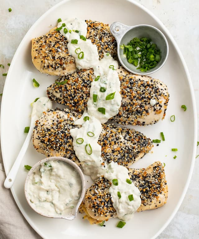 Whole30 Everything Bagel Chicken and Scallion "Cream Cheese" Sauce