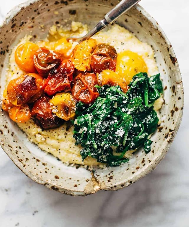 Roasted Tomatoes with Goat Cheese Polenta Punchfork