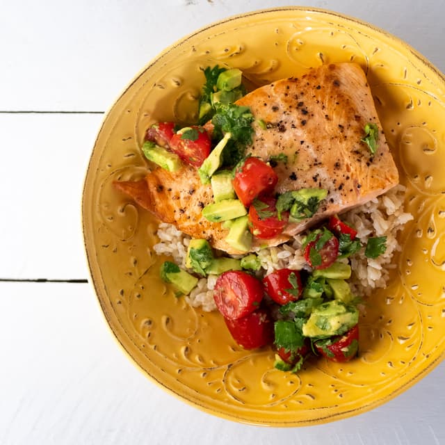 Seared Salmon with Tomato Avocado Salsa Punchfork