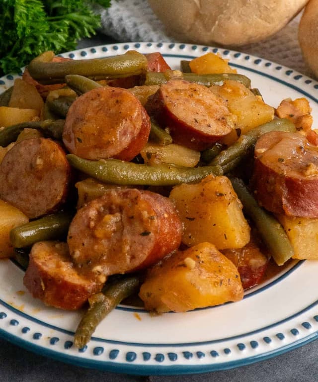 Crock Pot Sausage Potatoes and Green Beans Punchfork