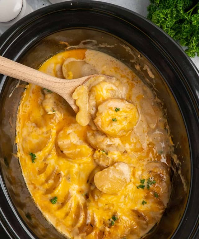 Easy crock pot scalloped potatoes punchfork