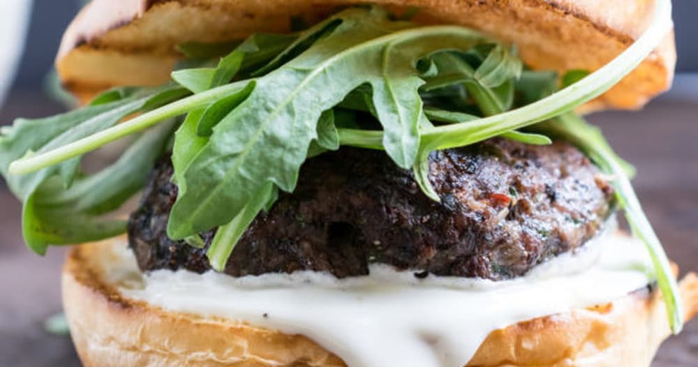 Lamb Burgers with Goat Cheese Spread Punchfork