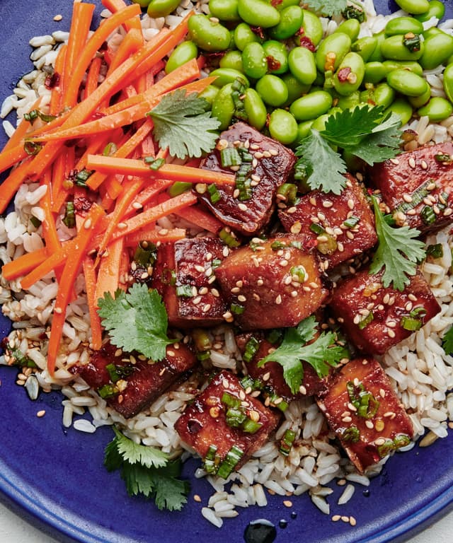 Tofu with Rice and MisoMaple Dressing Punchfork