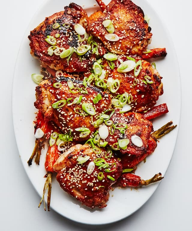 OneSkillet Roasted Sesame Chicken Thighs Punchfork