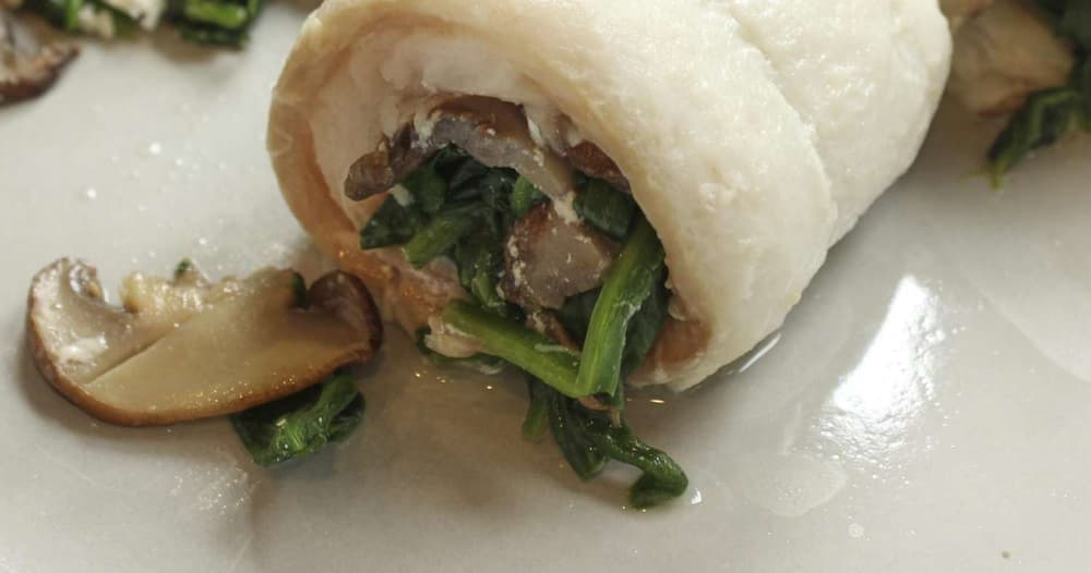 SpinachStuffed Flounder with Mushrooms and Feta Punchfork