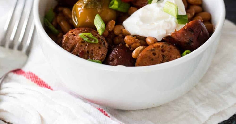 Crock Pot Beans and Sausage Punchfork