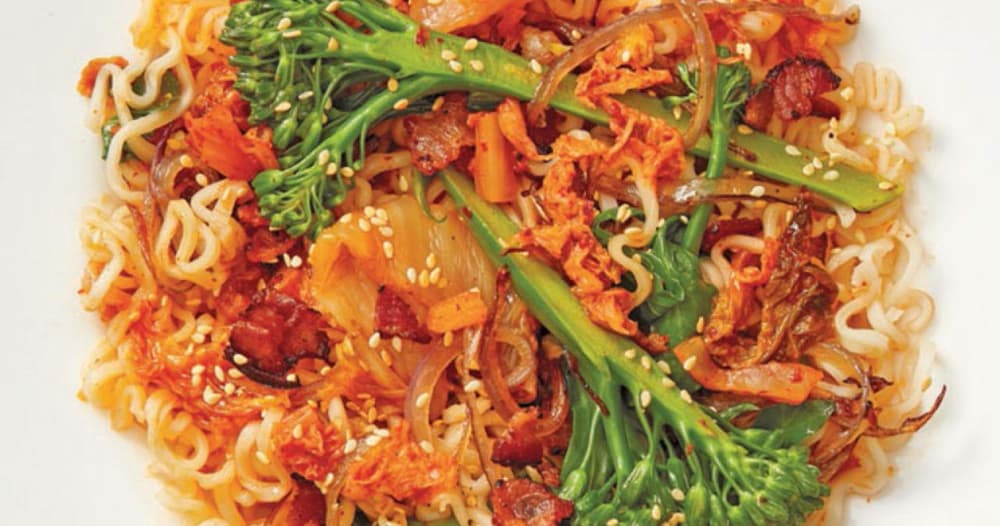 Bacon and Kimchi Noodle StirFry Punchfork