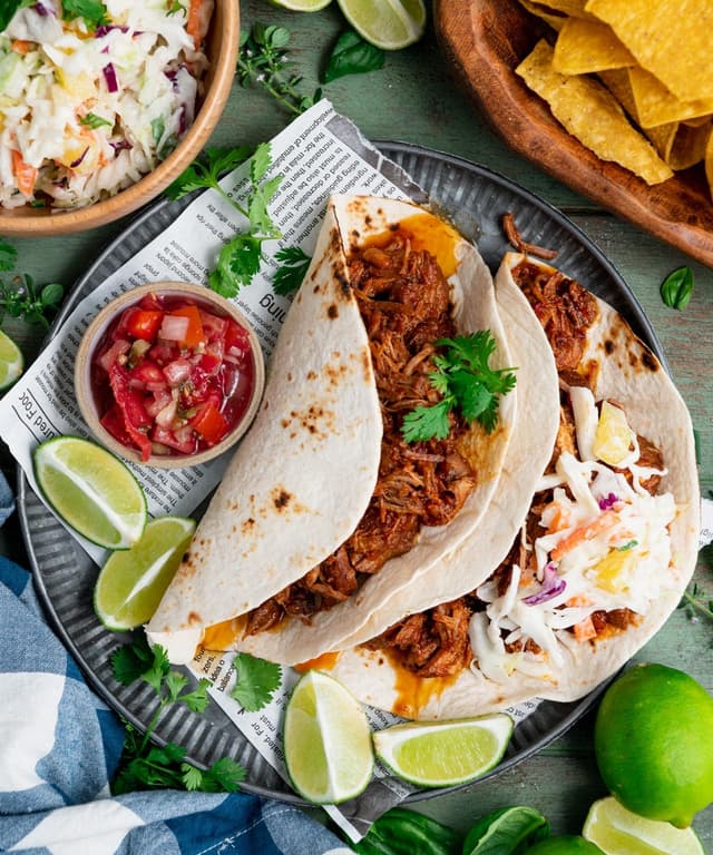 Honey Lime Slow Cooker Pulled Pork Tacos with Pineapple Slaw Punchfork