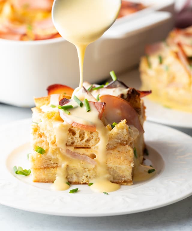 Easy Eggs Benedict Casserole with Blender Hollandaise Punchfork