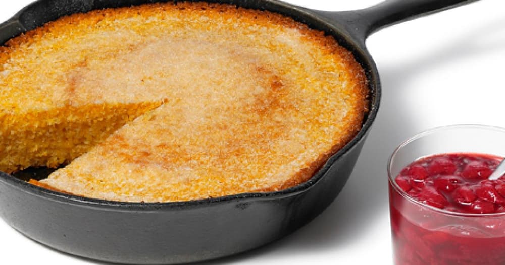 Skillet Cornbread with Strawberry Jam Punchfork