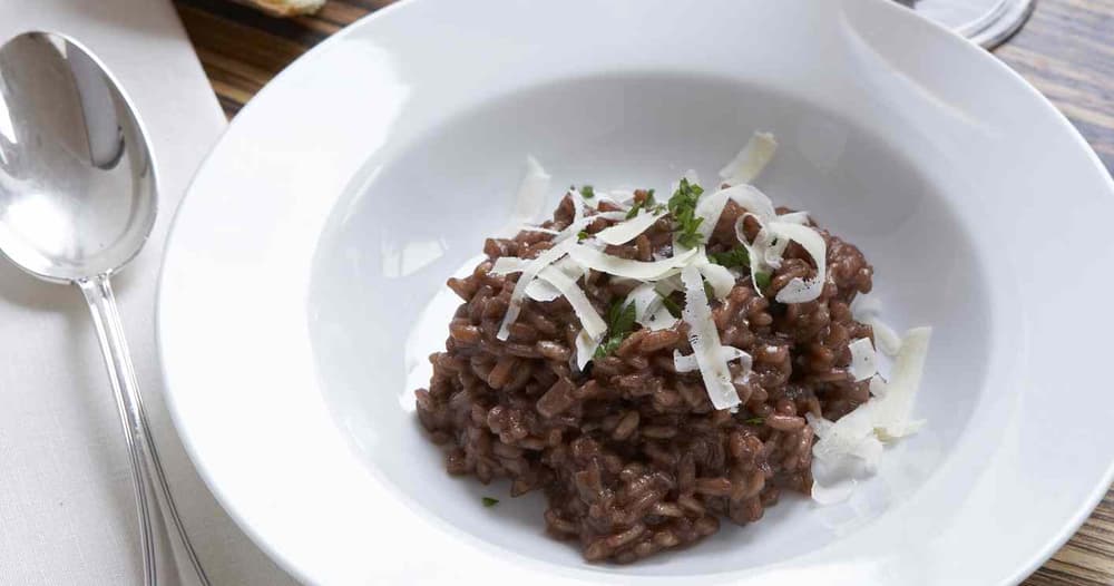 A Recipe for Risotto Made with Amarone Wine (Risotto All'amarone