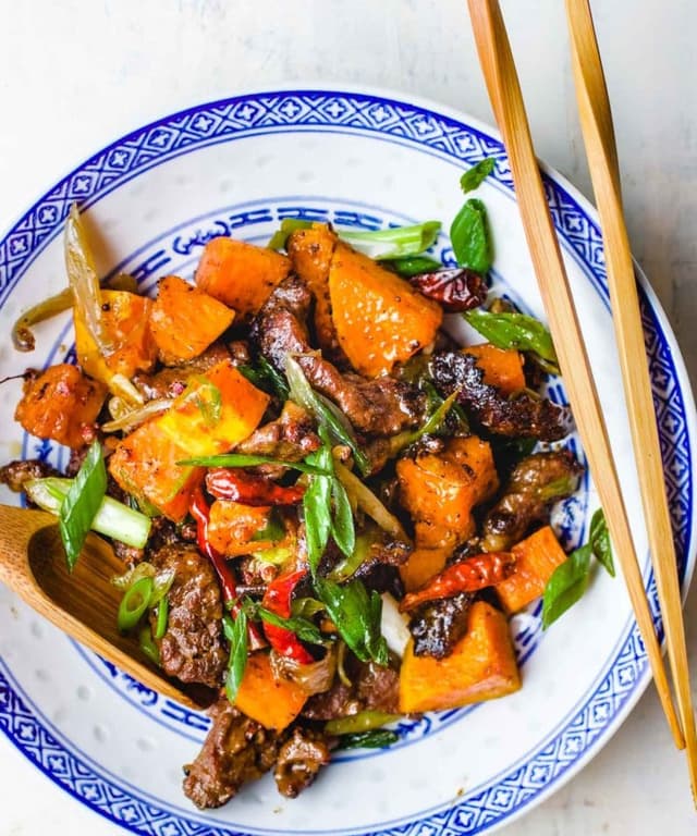 Cumin Beef StirFry with Roasted Butternut Squash Punchfork