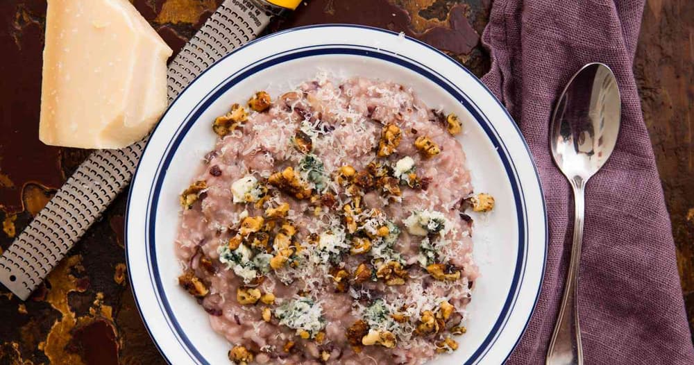 Radicchio Risotto with Walnuts and Blue Cheese Punchfork