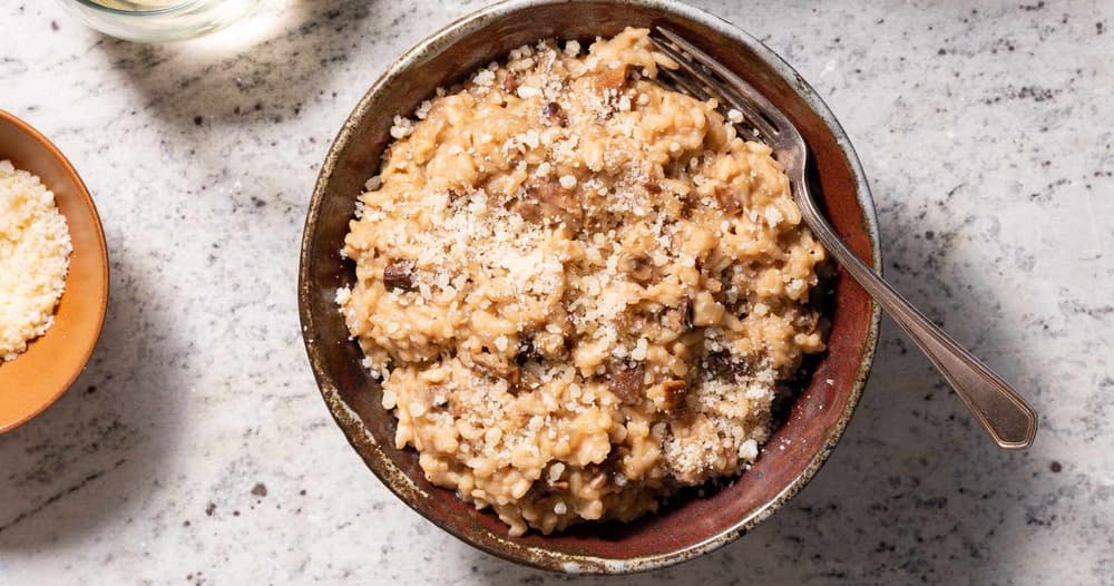 DriedPorciniMushroom Risotto with Goat Cheese Punchfork