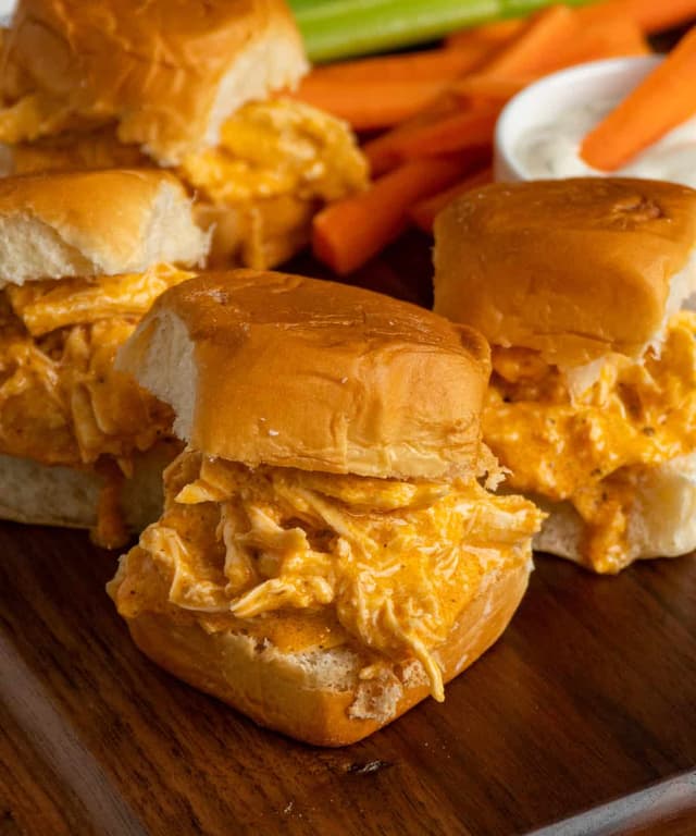 Crock Pot Buffalo Chicken Sliders with Cream Cheese Punchfork