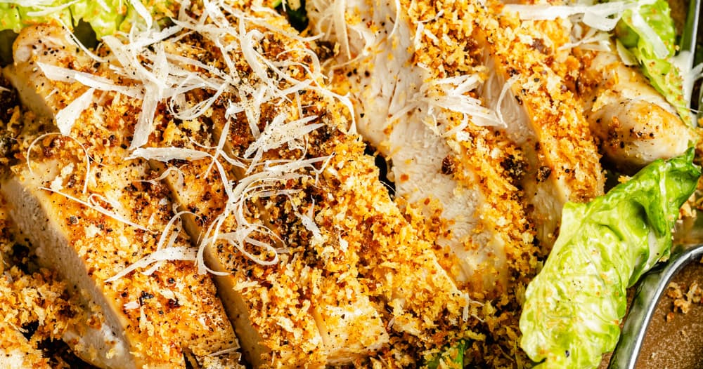 Epic Chicken Caesar Salad with Anchovy Breadcrumbs Punchfork