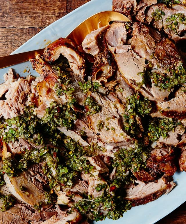 Slow Cooker Pork Shoulder with Zesty Basil Sauce Punchfork