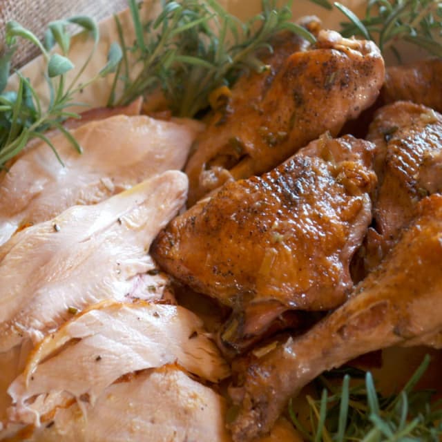 Roasted and Braised Turkey with Cognac Gravy Punchfork