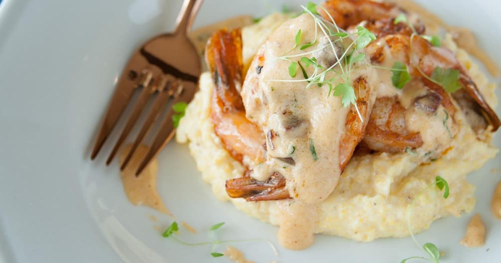 Shrimp and Smoked Grits with Tasso Gravy Punchfork