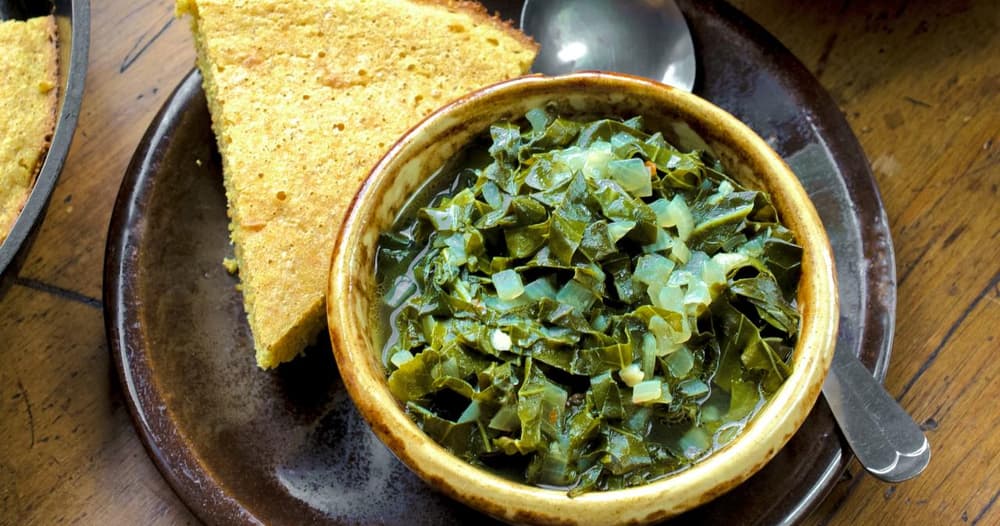 Collard Greens with Smoked Turkey and Whole Grain Buttermilk Cornbread