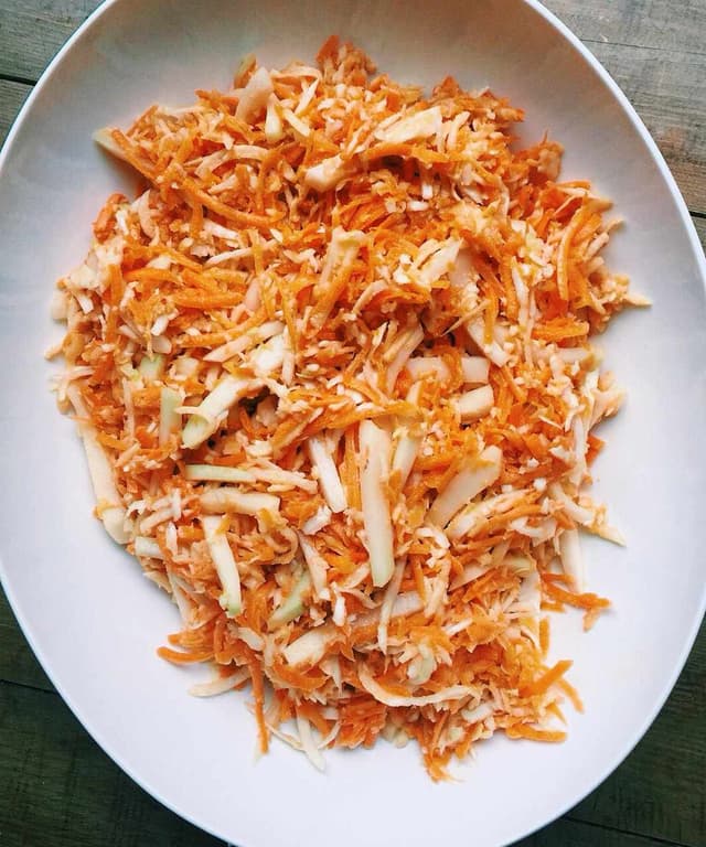 Carrot, Cabbage, and Kohlrabi Slaw with Miso Dressing Punchfork