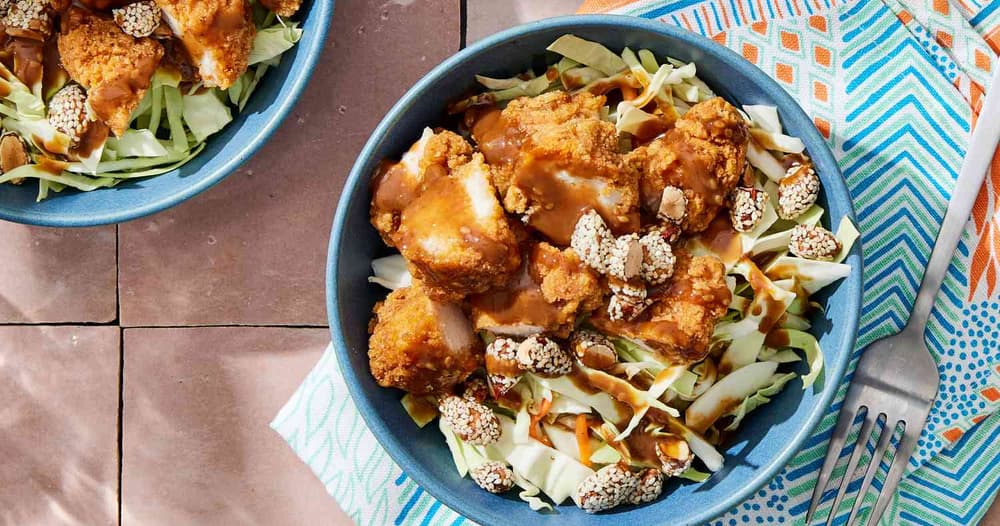 Chicken & Cabbage Bowls with Sesame Dressing Punchfork