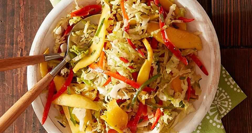Mango Slaw with Roasted Garlic Lime Dressing Punchfork