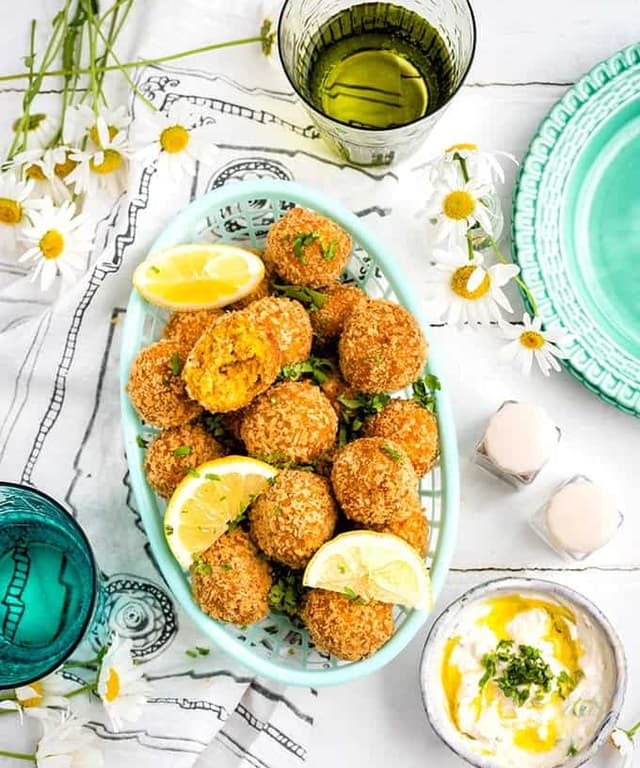 Carrot Falafel with Tahini Yogurt Dipping Sauce Punchfork