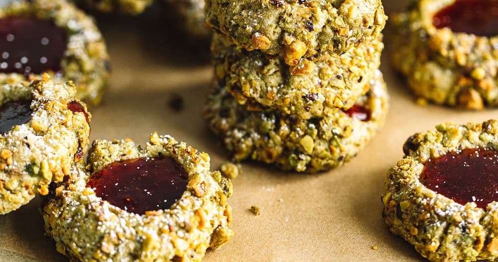 Pistachio Thumbprint Cookies with Jam Punchfork