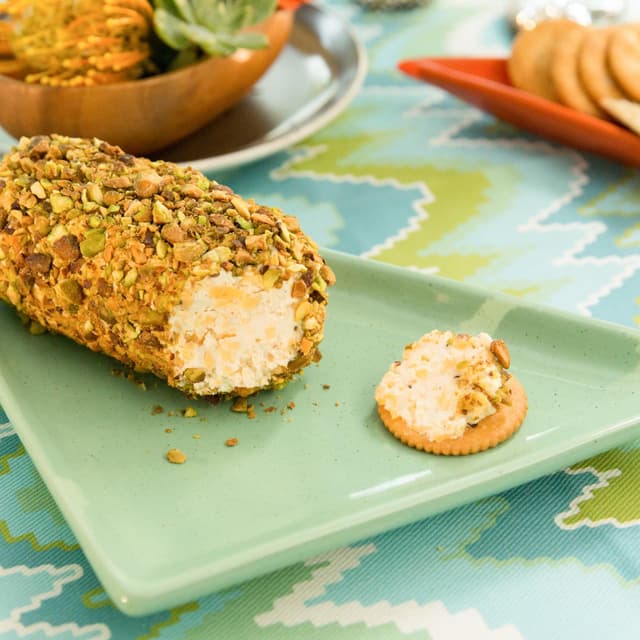 Pistachio Coated Cheese Log Punchfork