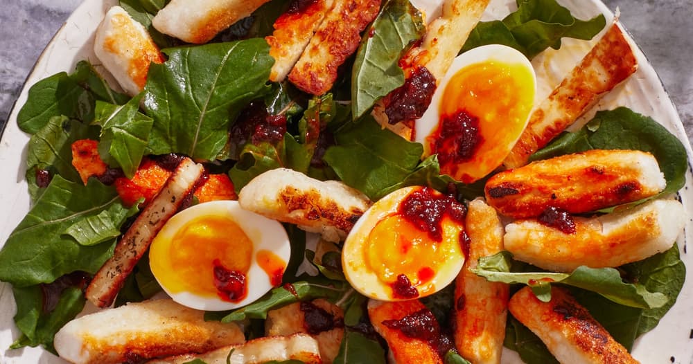 Crispy Rice Cakes with Halloumi Cheese and Gochujang Brown Butter