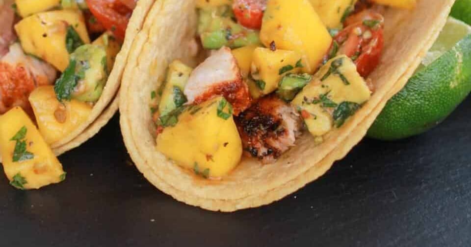 Mahi Mahi Fish Tacos with Chipotle Mango Salsa Punchfork