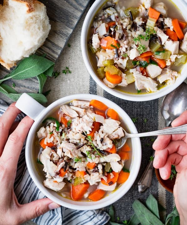 Leftover Turkey Soup with Wild Rice Punchfork