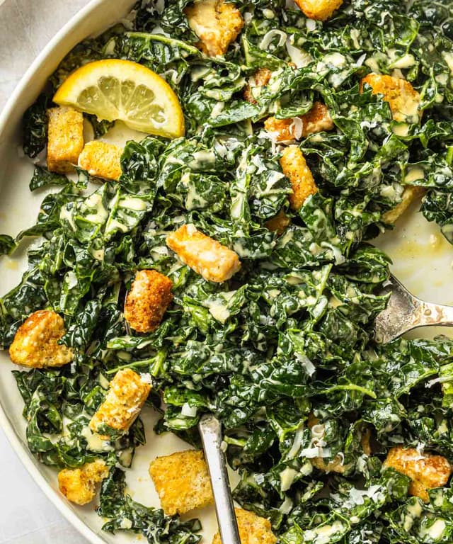 Kale Caesar Salad with Chicken Punchfork