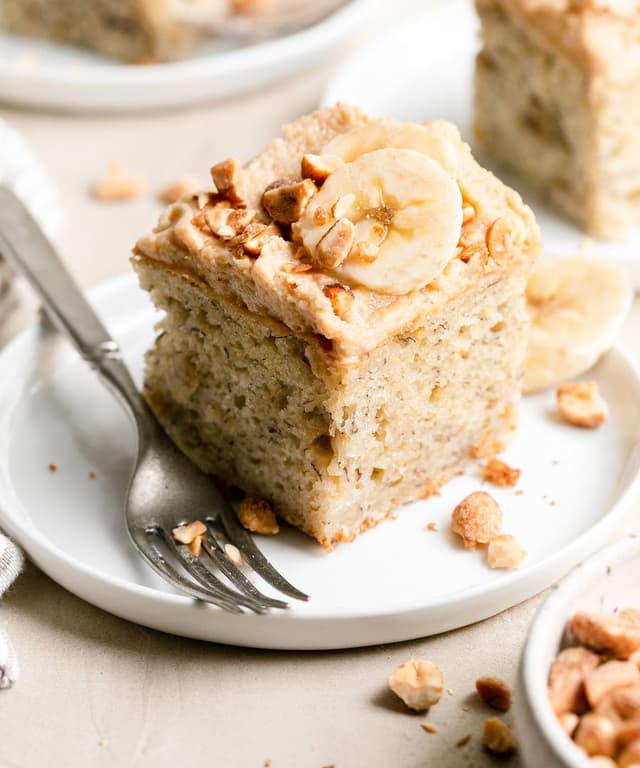 Banana Bread Bars with Peanut Butter Cream Cheese Frosting Punchfork