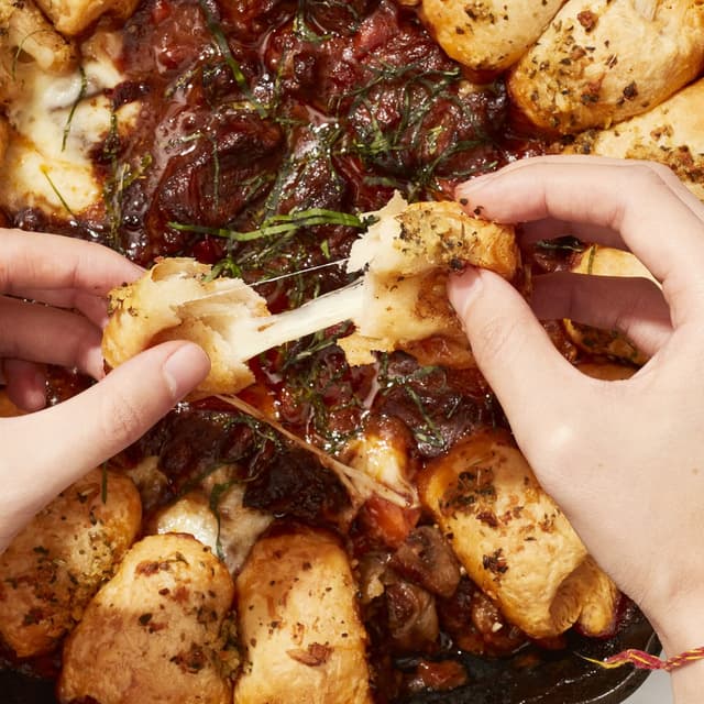 One Pot Italian Beef with GarlicButter Bread Bombs Punchfork