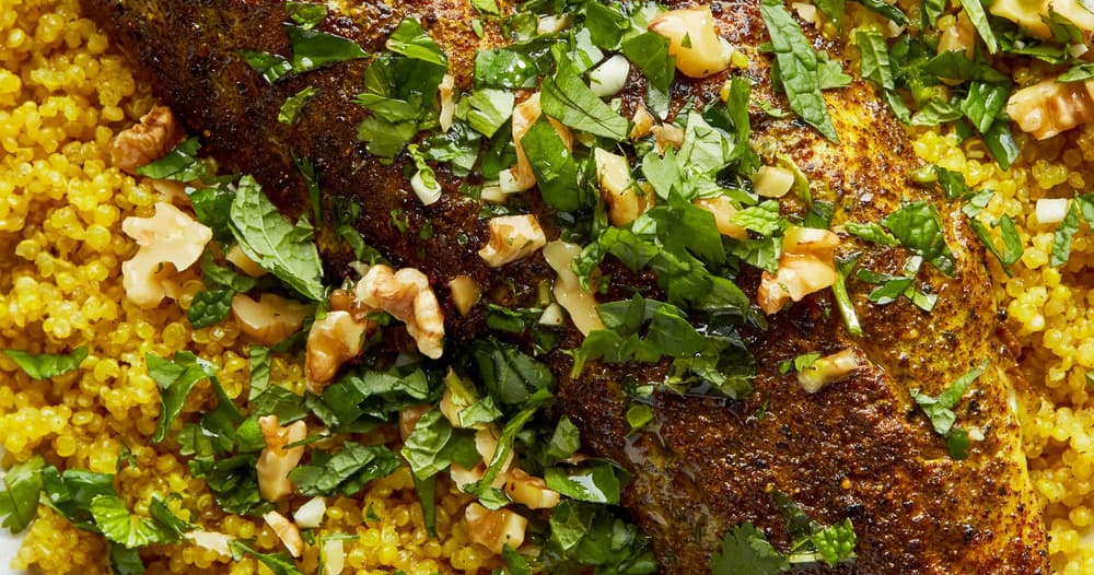 Sumac Baked Fish with Saffron Quinoa Punchfork