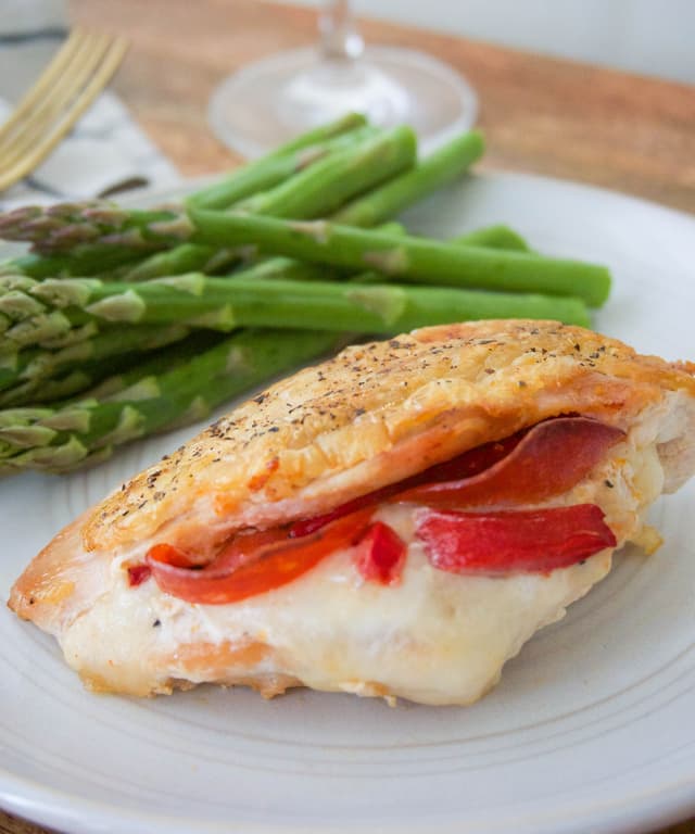 Red Pepper, Mozzarella, and PepperoniStuffed Chicken Punchfork