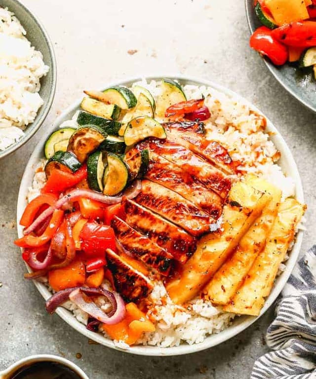 Grilled Hawaiian Chicken Teriyaki Bowls Punchfork