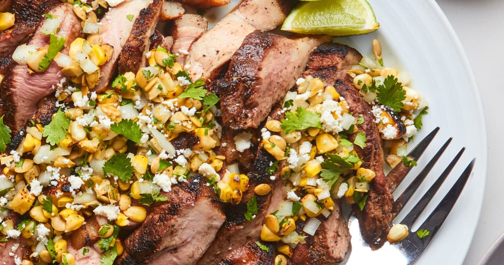 Grilled Pork Shoulder Steaks with Corn Salsa Punchfork
