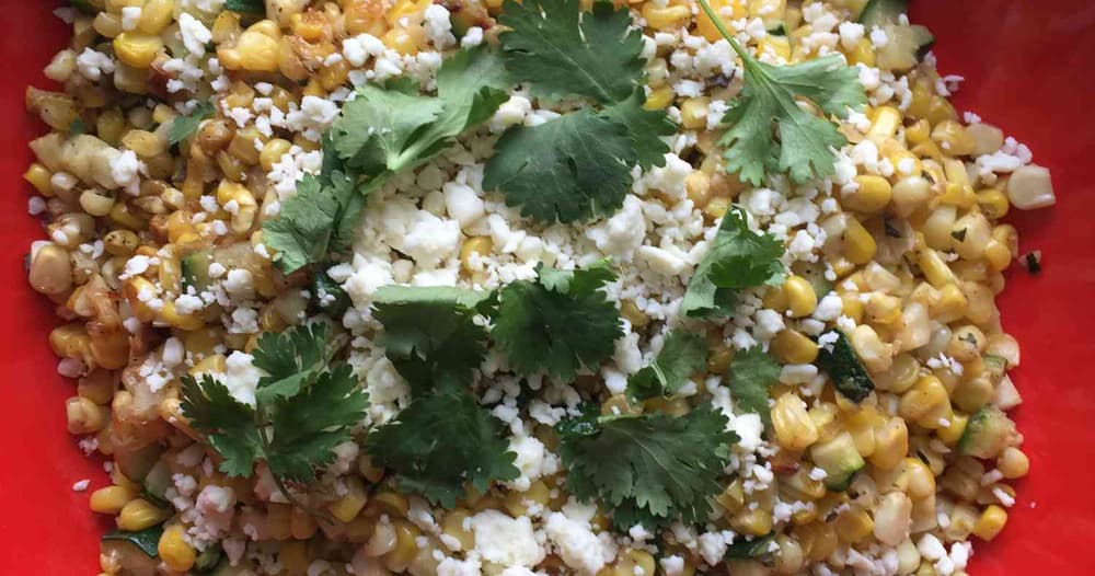 Sautéed Corn and Zucchini with Cotija and Cilantro Punchfork