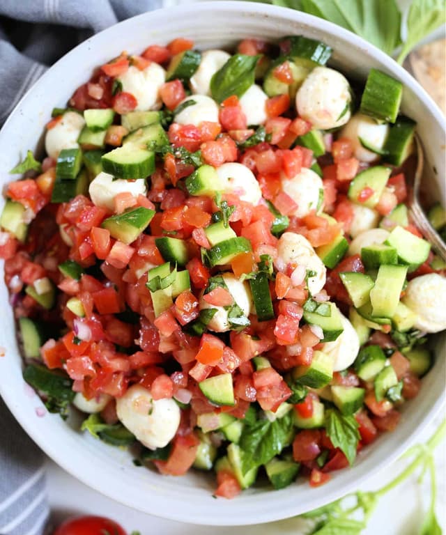 Cucumber Tomato Mozzarella Salad Punchfork