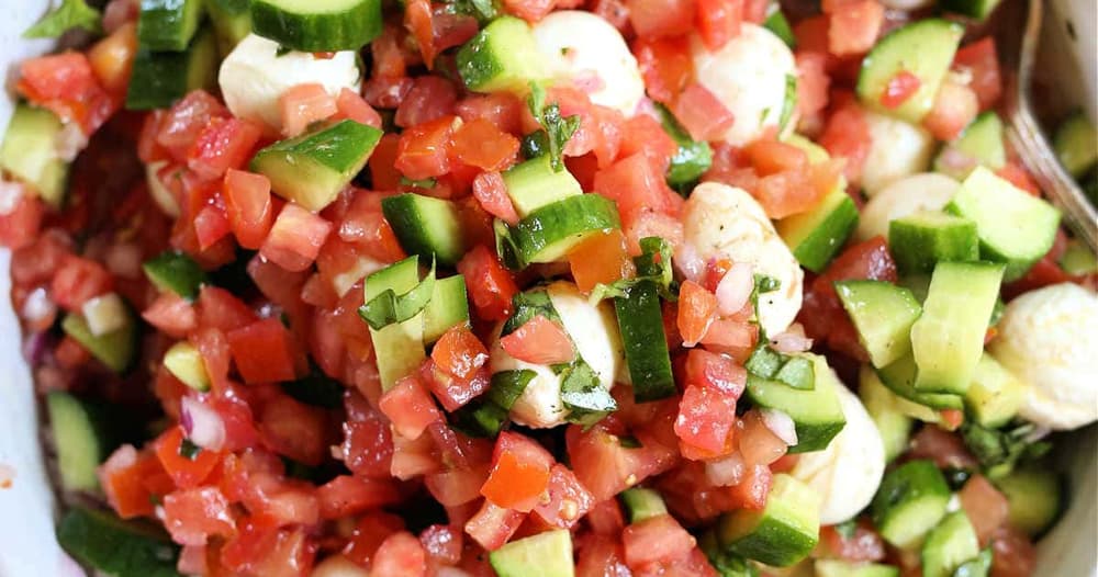 Cucumber Tomato Mozzarella Salad Punchfork