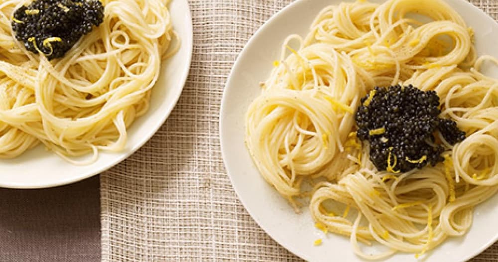 Lemon Capellini with Caviar Punchfork