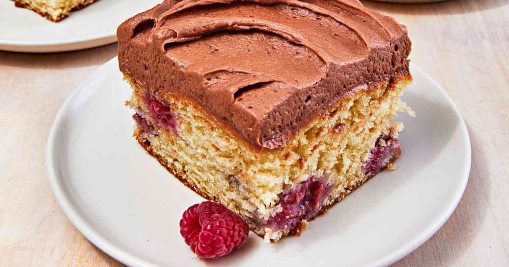 Raspberry Snack Cake with Salted Milk Chocolate Frosting Punchfork